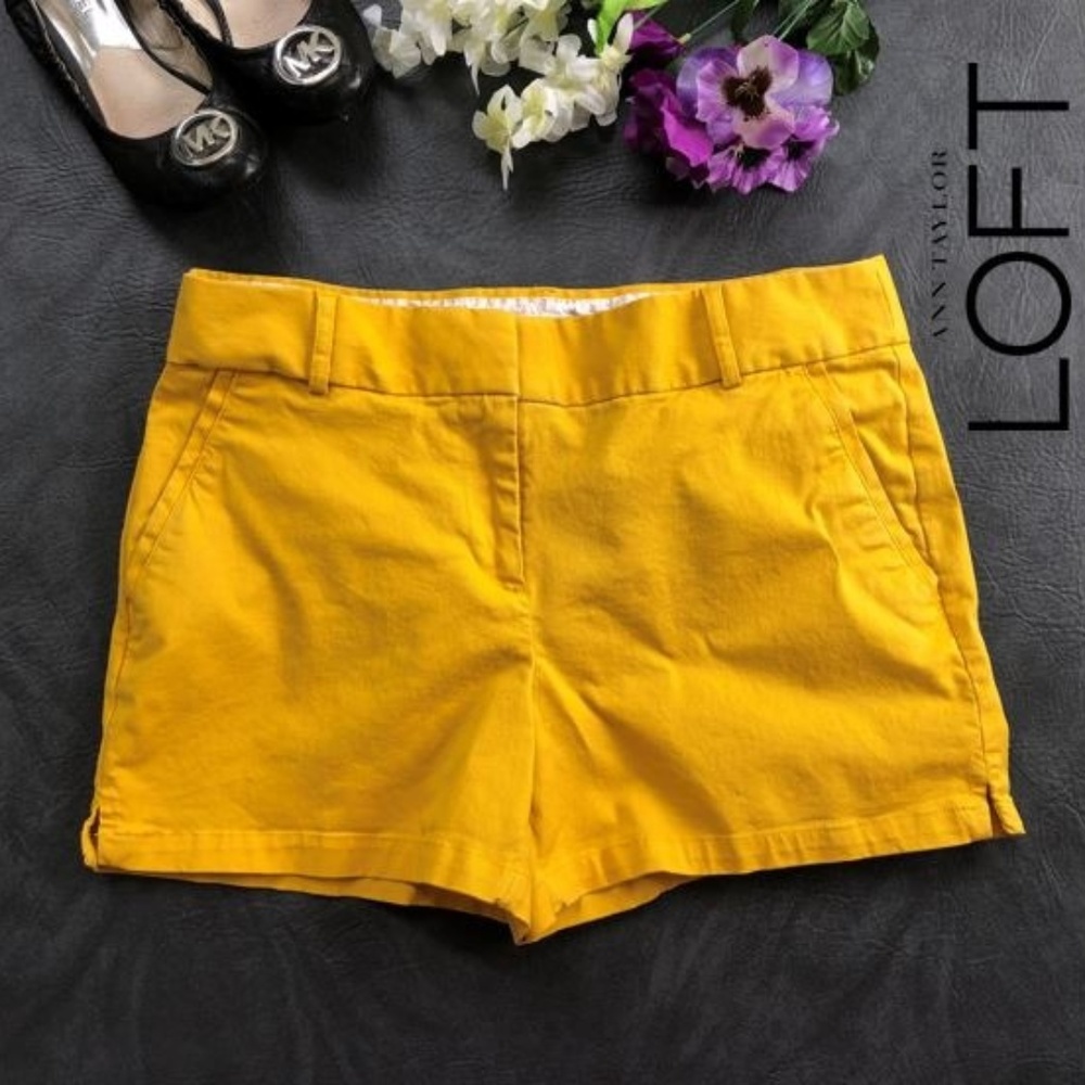 Loft bright yellow chino shorts size 6